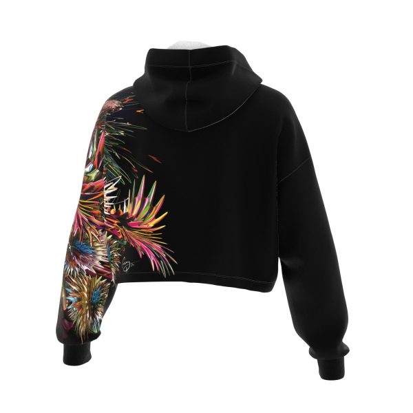Coral Bouquet Cropped Hoodie Sale - Image 2