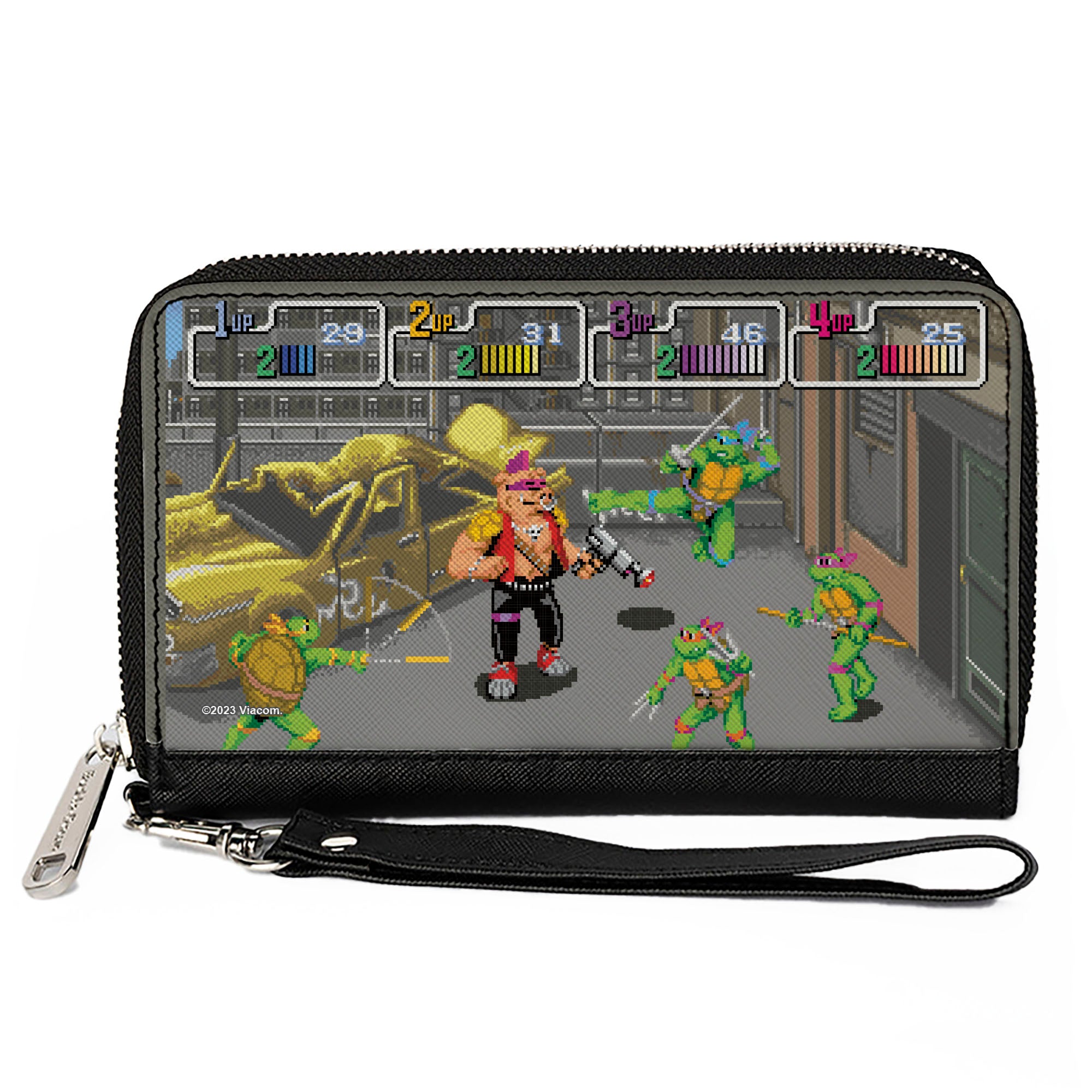 PU Zip Around Wallet Rectangle – Teenage Mutant Ninja Turtles and Bebop Arcade Battle Scene Fashion