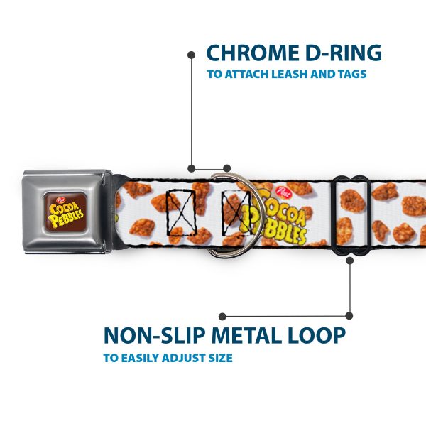 POST COCOA PEBBLES Logo Full Color Brown Yellows Seatbelt Buckle Collar - POST COCOA PEBBLES Logo and Cereal Pebbles Scattered White Browns Online Hot Sale - Image 5