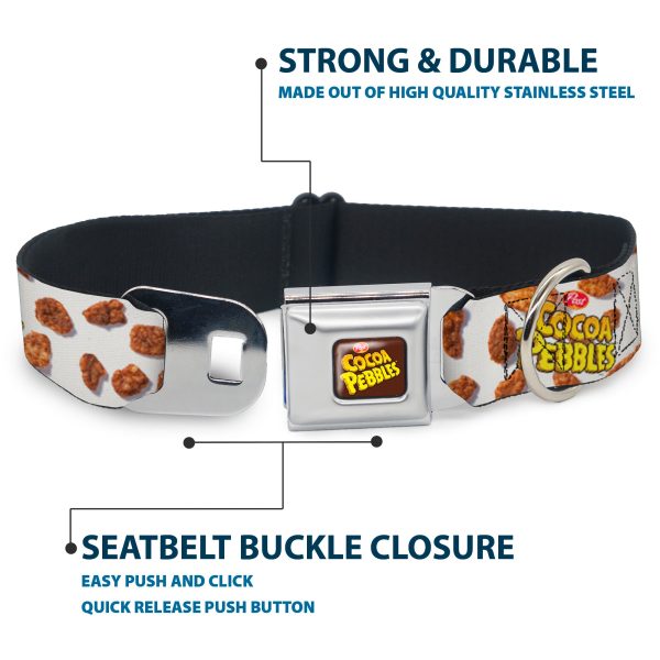 POST COCOA PEBBLES Logo Full Color Brown Yellows Seatbelt Buckle Collar - POST COCOA PEBBLES Logo and Cereal Pebbles Scattered White Browns Online Hot Sale - Image 4