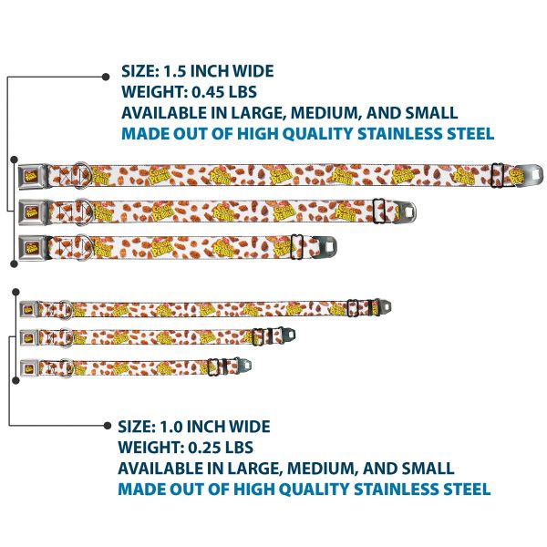 POST COCOA PEBBLES Logo Full Color Brown Yellows Seatbelt Buckle Collar - POST COCOA PEBBLES Logo and Cereal Pebbles Scattered White Browns Online Hot Sale - Image 3