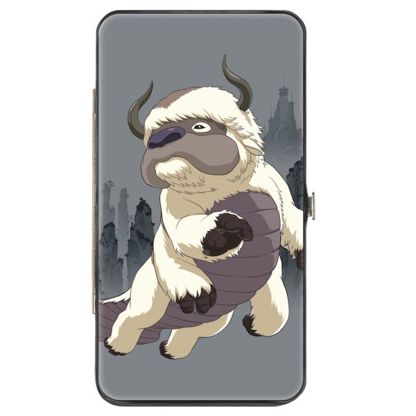 Hinged Wallet - Avatar Last Airbender Appa Flying Pose and Air Element Icon Grays Online