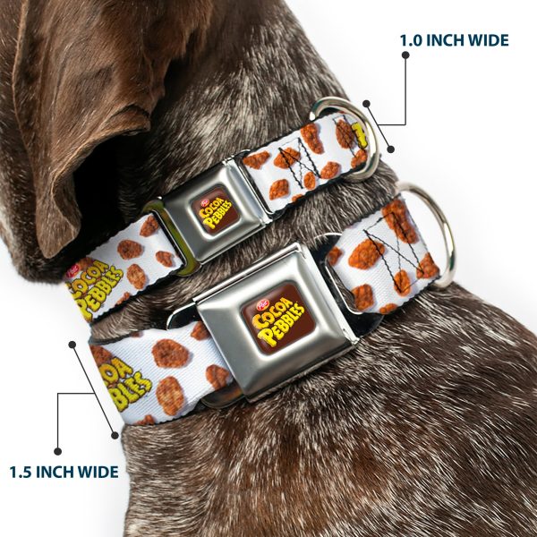 POST COCOA PEBBLES Logo Full Color Brown Yellows Seatbelt Buckle Collar - POST COCOA PEBBLES Logo and Cereal Pebbles Scattered White Browns Online Hot Sale - Image 2