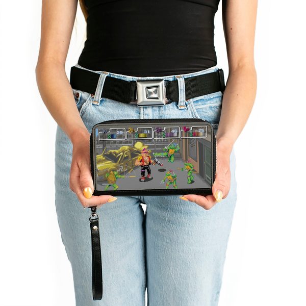 PU Zip Around Wallet Rectangle - Teenage Mutant Ninja Turtles and Bebop Arcade Battle Scene Fashion - Image 3
