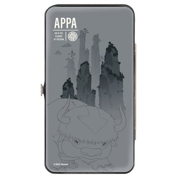 Hinged Wallet - Avatar Last Airbender Appa Flying Pose and Air Element Icon Grays Online - Image 2