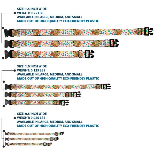 Plastic Clip Collar - Fruity Pebbles Fred Flintstone and Barney Rubble Hugging Pose and Cereal Pebbles Scattered White Multi Color For Discount - Image 3