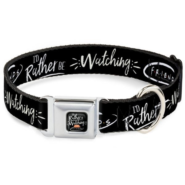 Friends Couch I D RATHER BE WATCHING FRIEND THE TELEVISION SERIES Full Color Black White Multi Color Seatbelt Buckle Collar - Friends I D RATHER BE WATCHING FRIEND THE TELEVISION SERIES Black White Multi Color Fashion