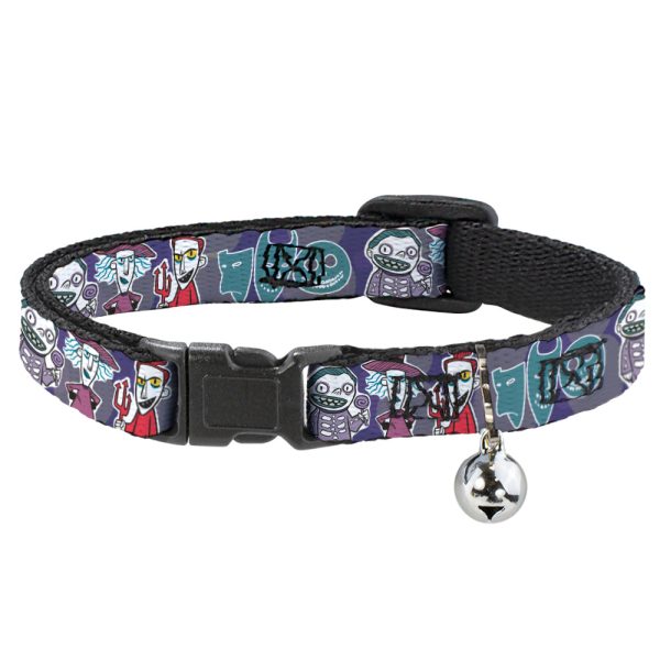 Cat Collar Breakaway - Nightmare Before Christmas Lock Shock & Barrel Group Pose Masks Purples For Cheap