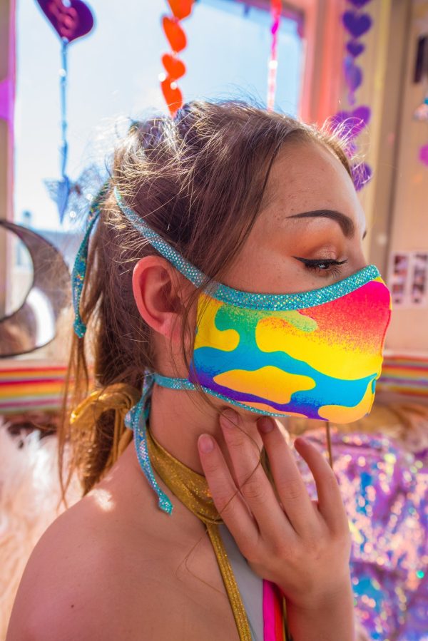 J. Valentine Neon Camouflage Spandex Tailored Face Mask- Festival Rave Accessory Online now - Image 2