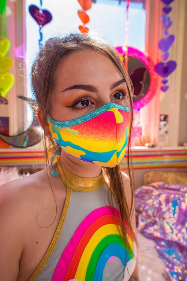 J. Valentine Neon Camouflage Spandex Tailored Face Mask- Festival Rave Accessory Online now - Image 3