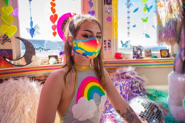 J. Valentine Neon Camouflage Spandex Tailored Face Mask- Festival Rave Accessory Online now - Image 4