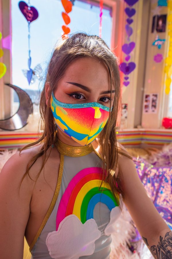 J. Valentine Neon Camouflage Spandex Tailored Face Mask- Festival Rave Accessory Online now